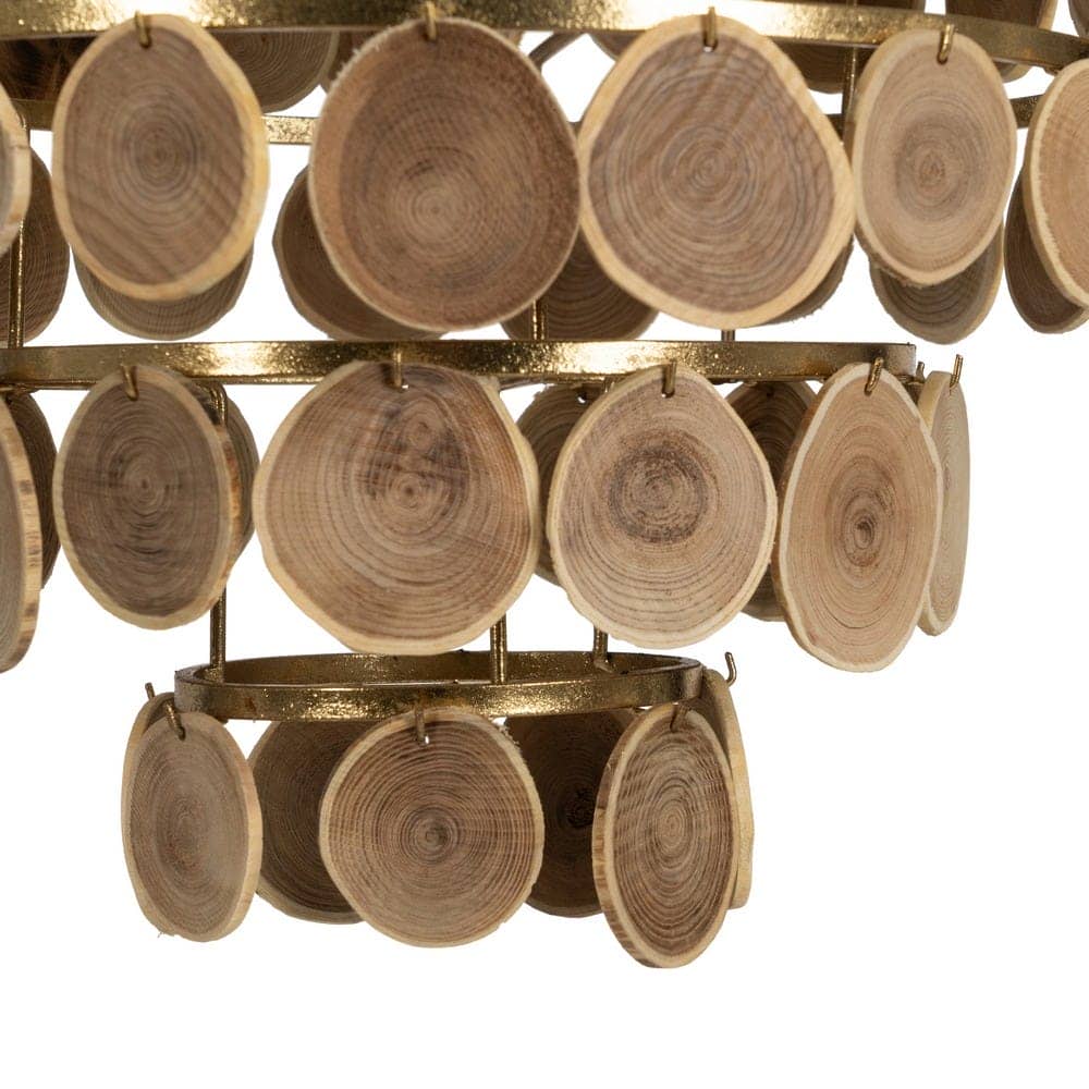Lámpara de Techo Natural de Madera y Metal 58 cm - Diseño Elegante, Casquillo E27, Ideal para Decoración Moderna - Imagen 3