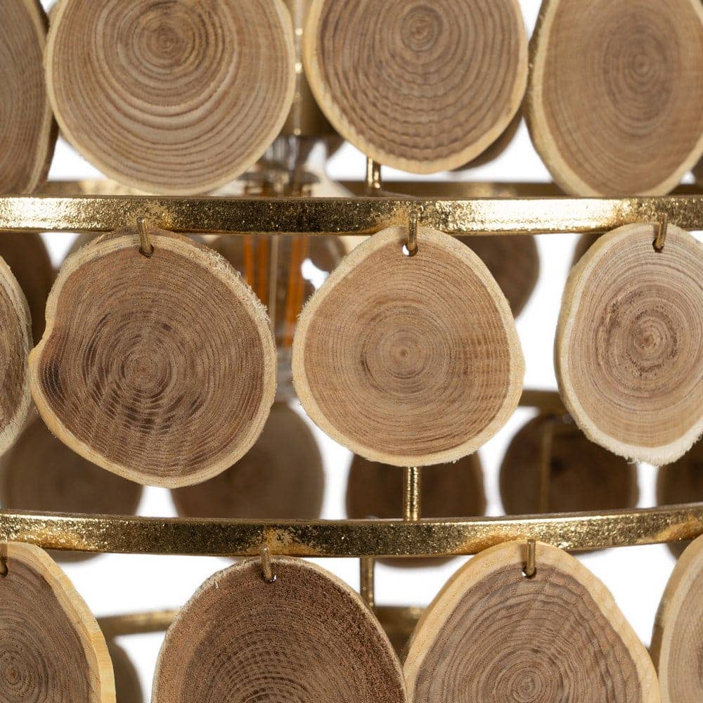 Lámpara de Techo Natural de Madera y Metal 58 cm - Diseño Elegante, Casquillo E27, Ideal para Decoración Moderna - Imagen 4