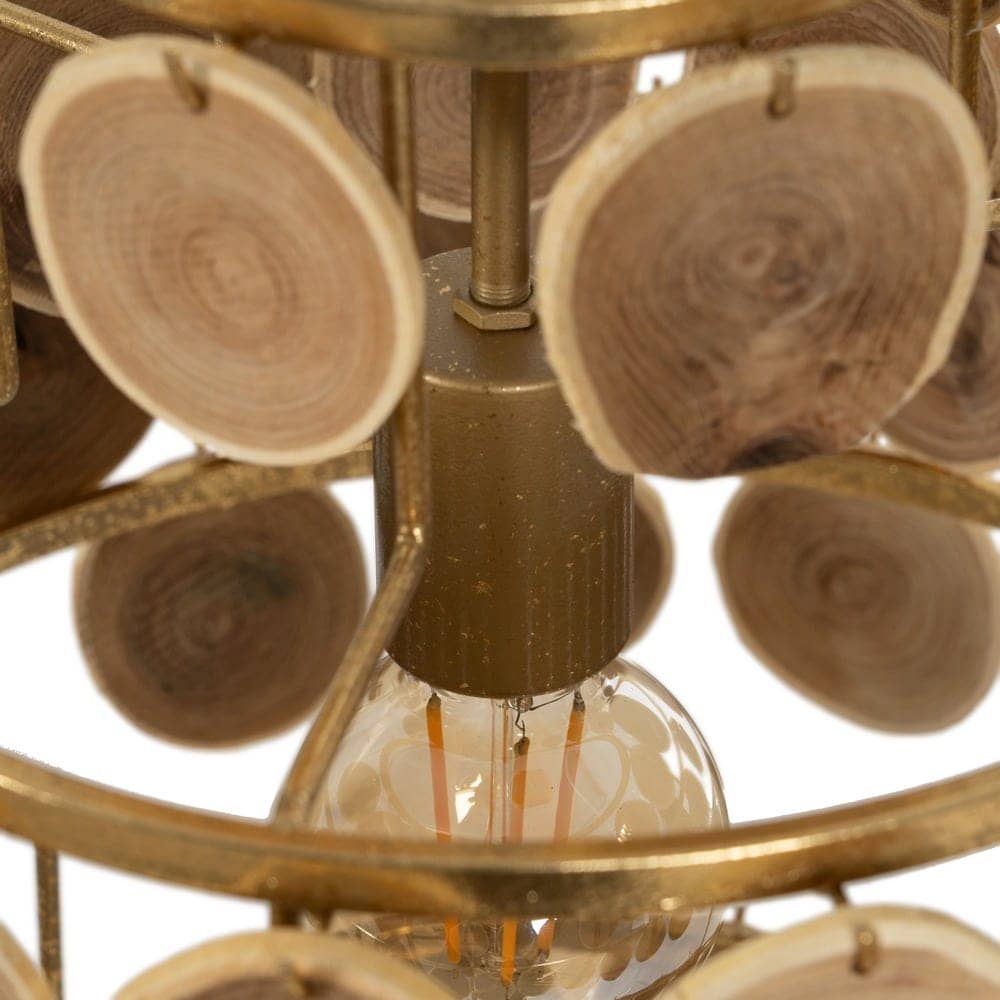 Lámpara de Techo Natural de Madera y Metal 58 cm - Diseño Elegante, Casquillo E27, Ideal para Decoración Moderna - Imagen 5