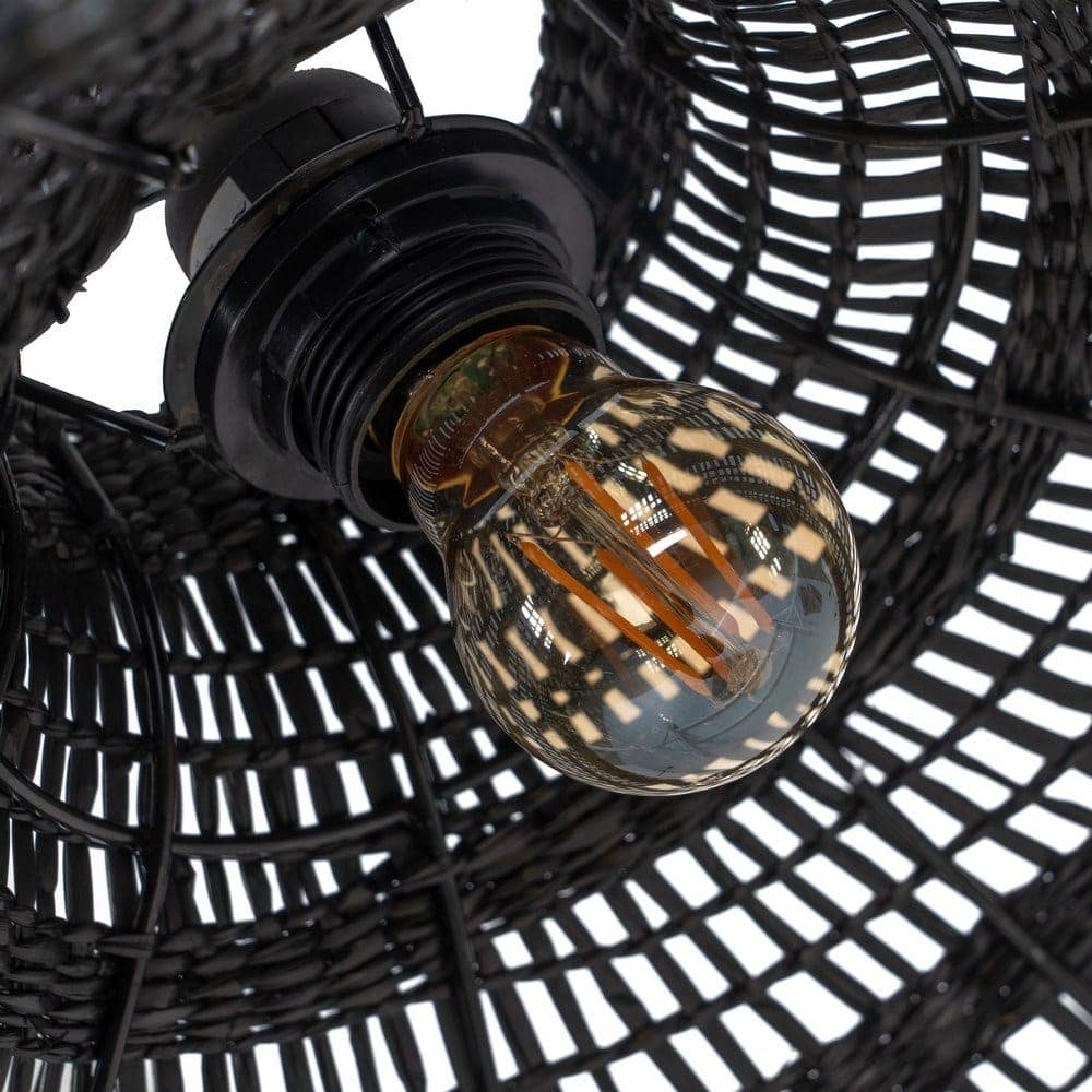 Lámpara de Techo Negra de Fibra Natural 15 cm - Diseño Elegante, Casquillo E27, Ideal para Iluminación Moderna - Imagen 5