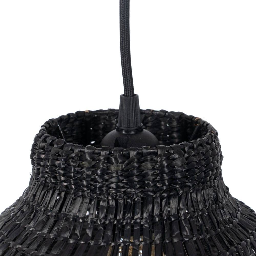 Lámpara de Techo Negra de Fibra Natural 15 cm - Diseño Elegante, Casquillo E27, Ideal para Iluminación Moderna - Imagen 6
