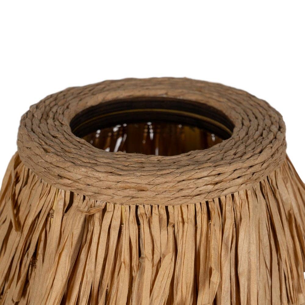 Lámpara de Mesa de Fibra Natural 39 cm - Iluminación Ecológica con Casquillo E27 y Cable de 150 cm - Imagen 2