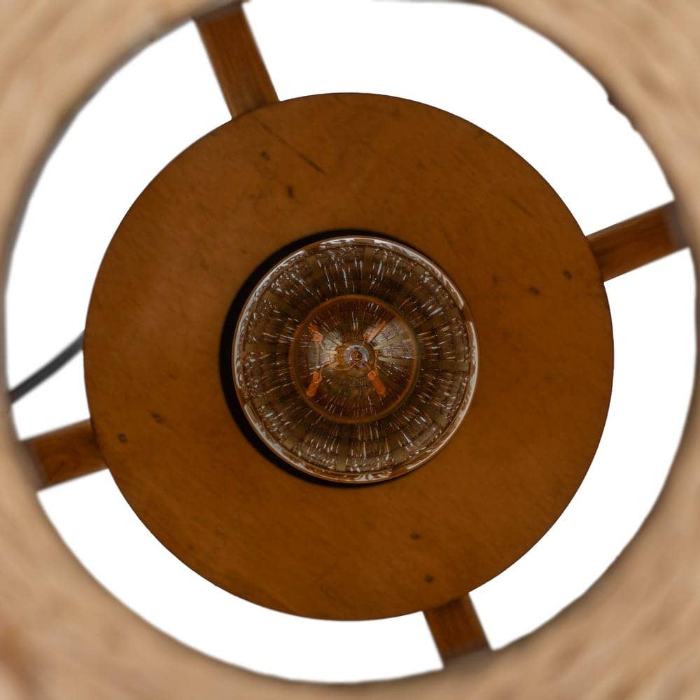 Lámpara de Mesa de Fibra Natural 39 cm - Iluminación Ecológica con Casquillo E27 y Cable de 150 cm - Imagen 4