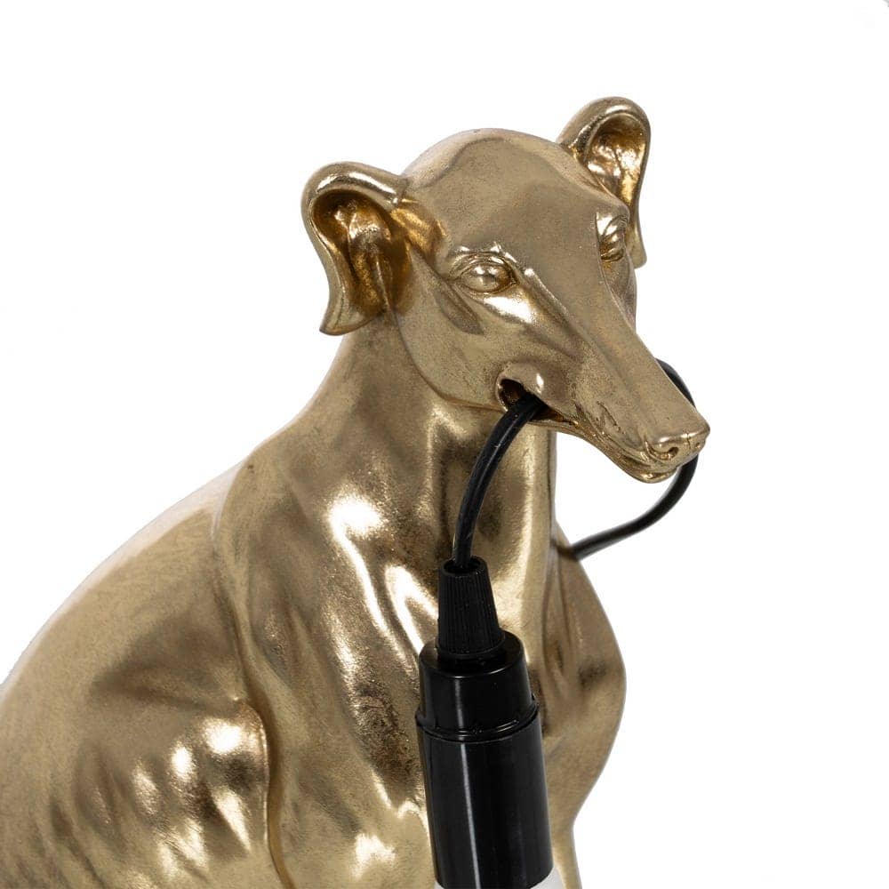 Lámpara de Mesa Galgo Oro de Resina 36 cm - Elegante y Moderna, Ideal para Decoración Interior, Voltaje 220-240V, Cable Negro de 2m - Imagen 2