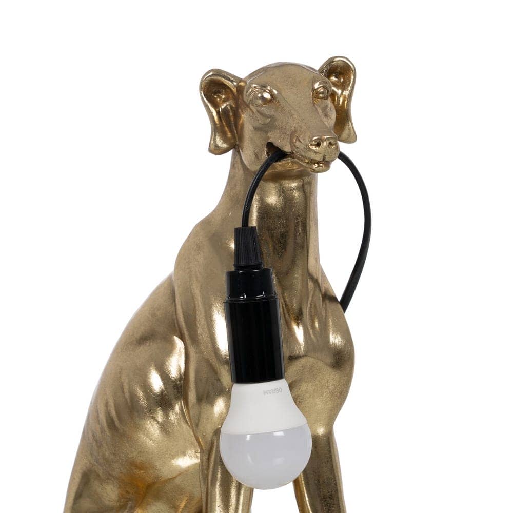 Lámpara de Mesa Galgo Oro de Resina 36 cm - Elegante y Moderna, Ideal para Decoración Interior, Voltaje 220-240V, Cable Negro de 2m - Imagen 3