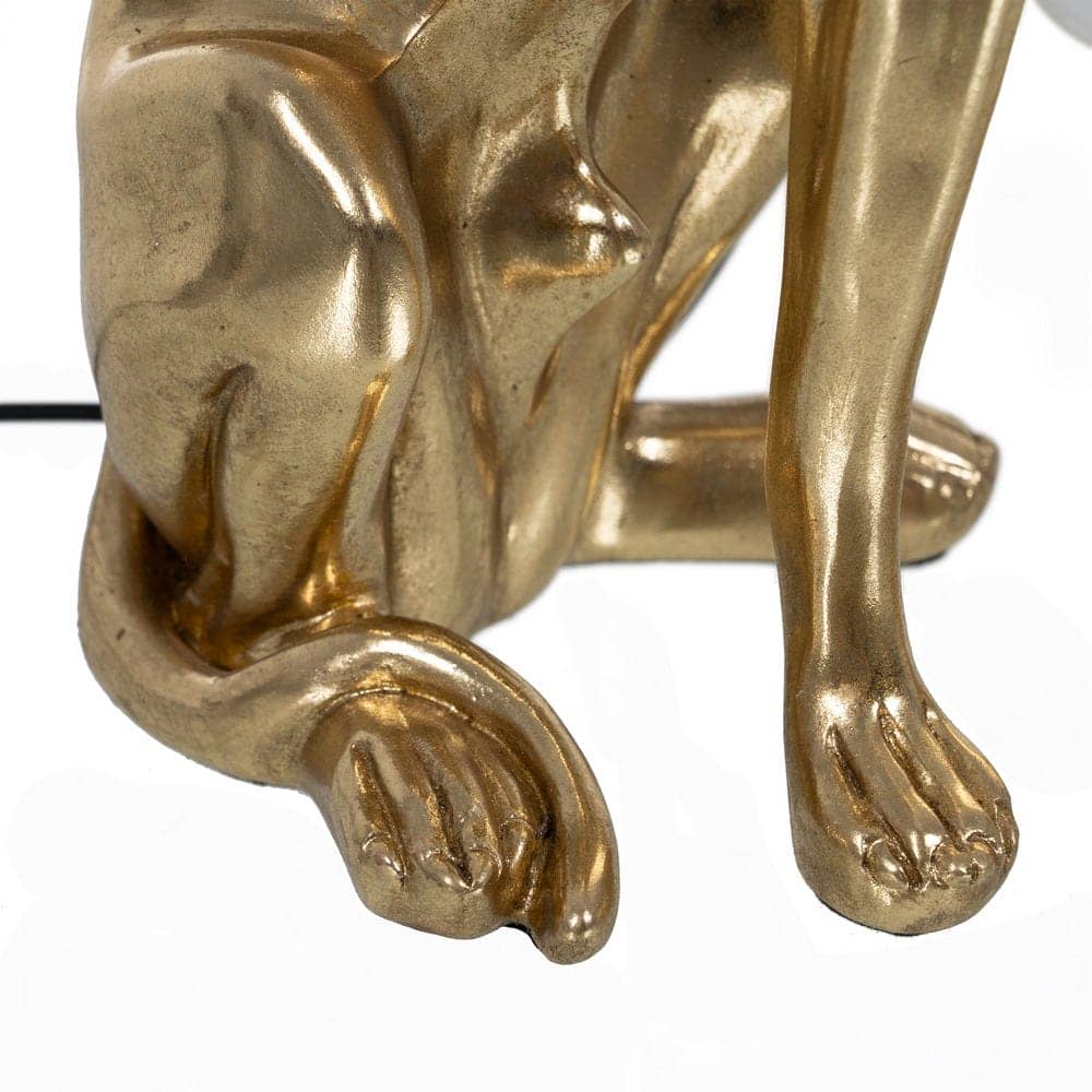 Lámpara de Mesa Galgo Oro de Resina 36 cm - Elegante y Moderna, Ideal para Decoración Interior, Voltaje 220-240V, Cable Negro de 2m - Imagen 4