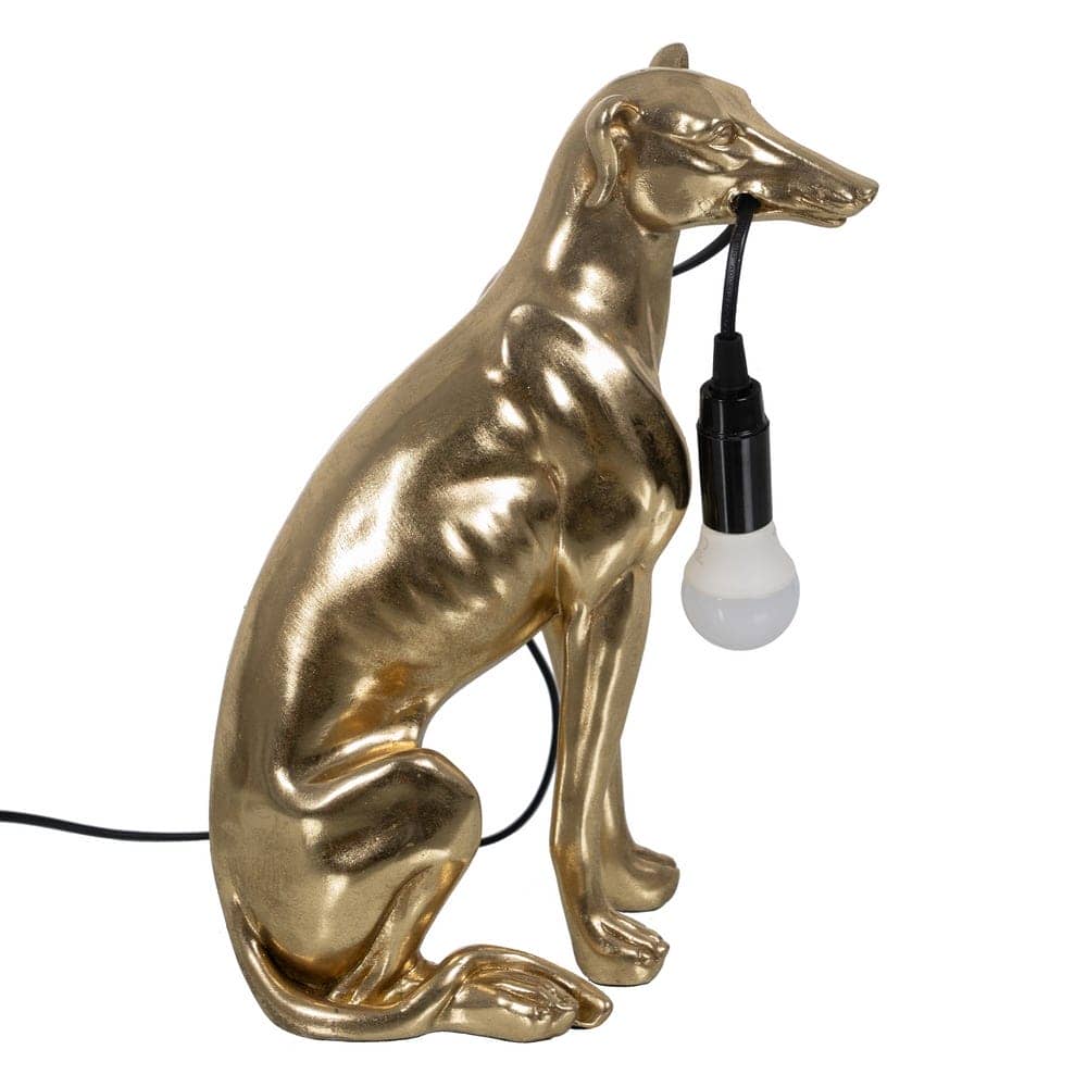Lámpara de Mesa Galgo Oro de Resina 36 cm - Elegante y Moderna, Ideal para Decoración Interior, Voltaje 220-240V, Cable Negro de 2m - Imagen 5