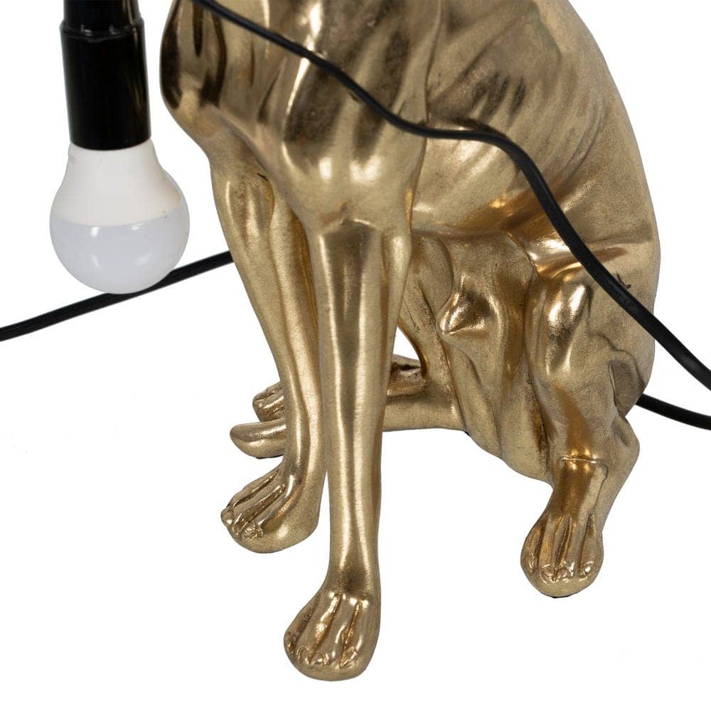 Lámpara de Mesa Galgo Oro de Resina 36 cm - Elegante y Moderna, Ideal para Decoración Interior, Voltaje 220-240V, Cable Negro de 2m - Imagen 6