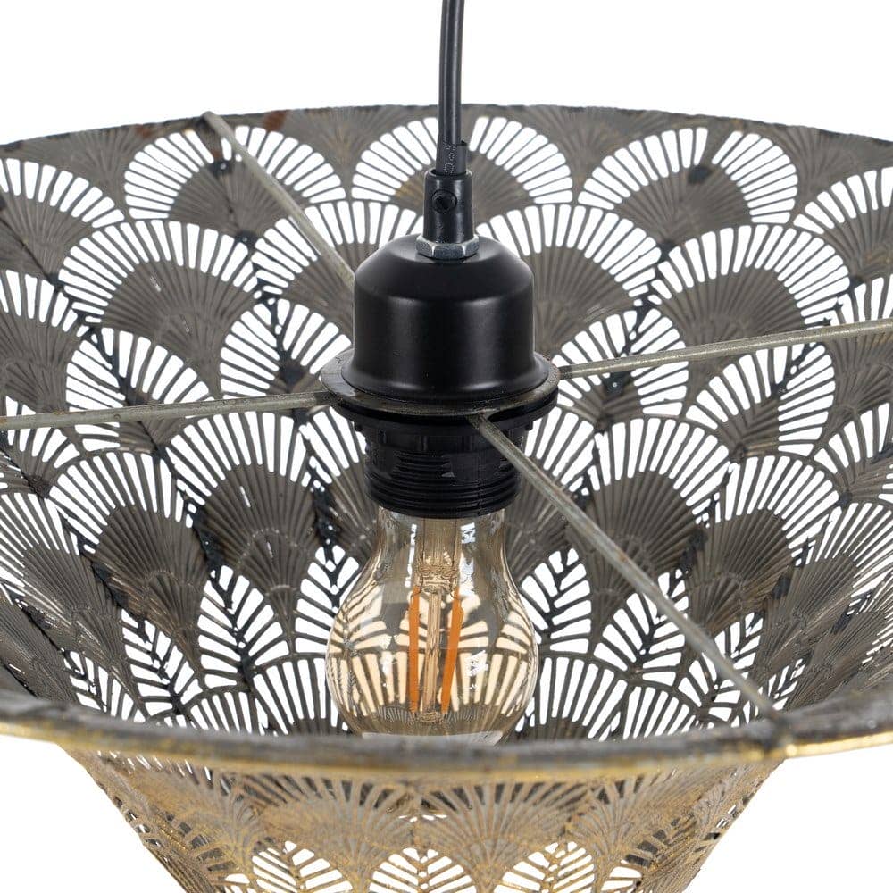 Lámpara de Techo de Metal Oro-Plata 20,5 cm - Diseño Moderno, Casquillo E27, 40W, Cable Negro 115cm - Imagen 6