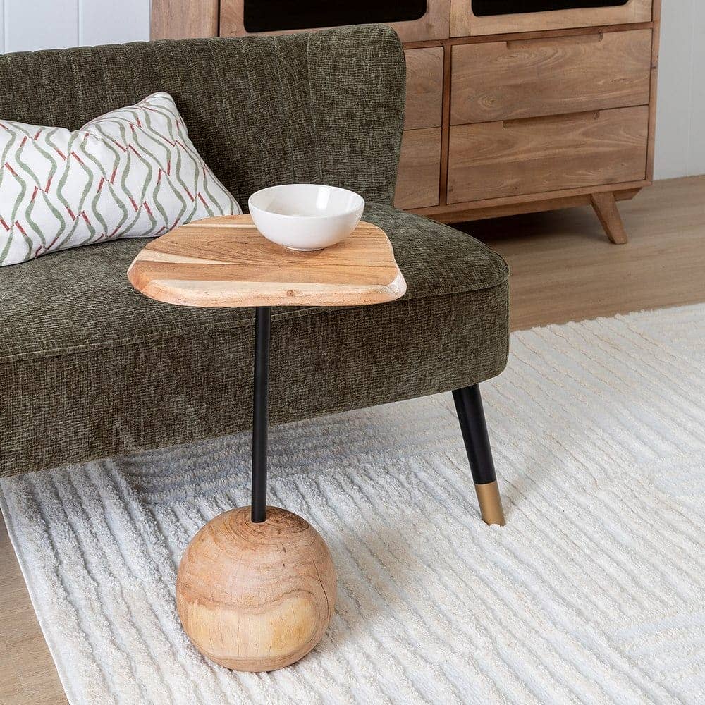 Mesa Auxiliar de Madera de Acacia 60 cm - Diseño Moderno y Funcional para Salones y Dormitorios, Estilo Minimalista y Sofisticado - Imagen 10