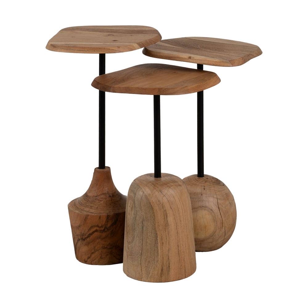Mesa Auxiliar de Madera de Acacia 60 cm - Diseño Moderno y Funcional para Salones y Dormitorios, Estilo Minimalista y Sofisticado - Imagen 3
