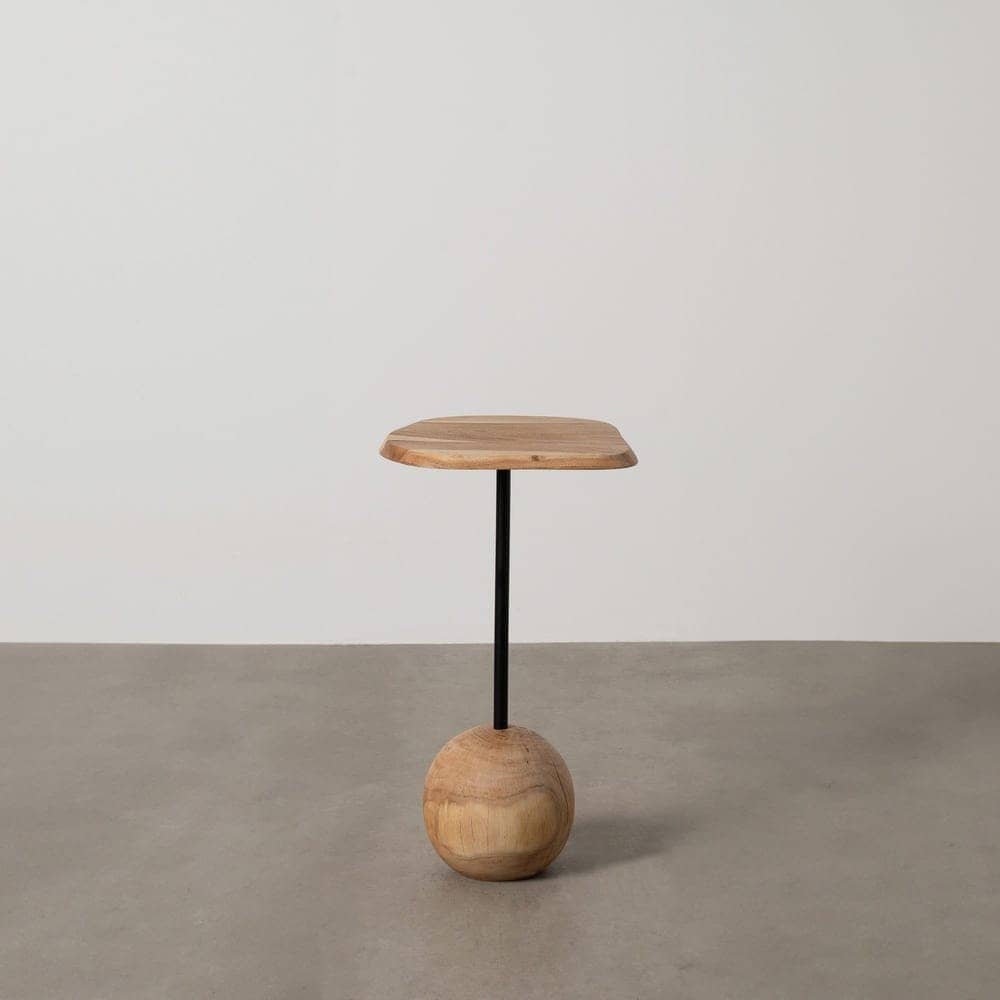 Mesa Auxiliar de Madera de Acacia 60 cm - Diseño Moderno y Funcional para Salones y Dormitorios, Estilo Minimalista y Sofisticado