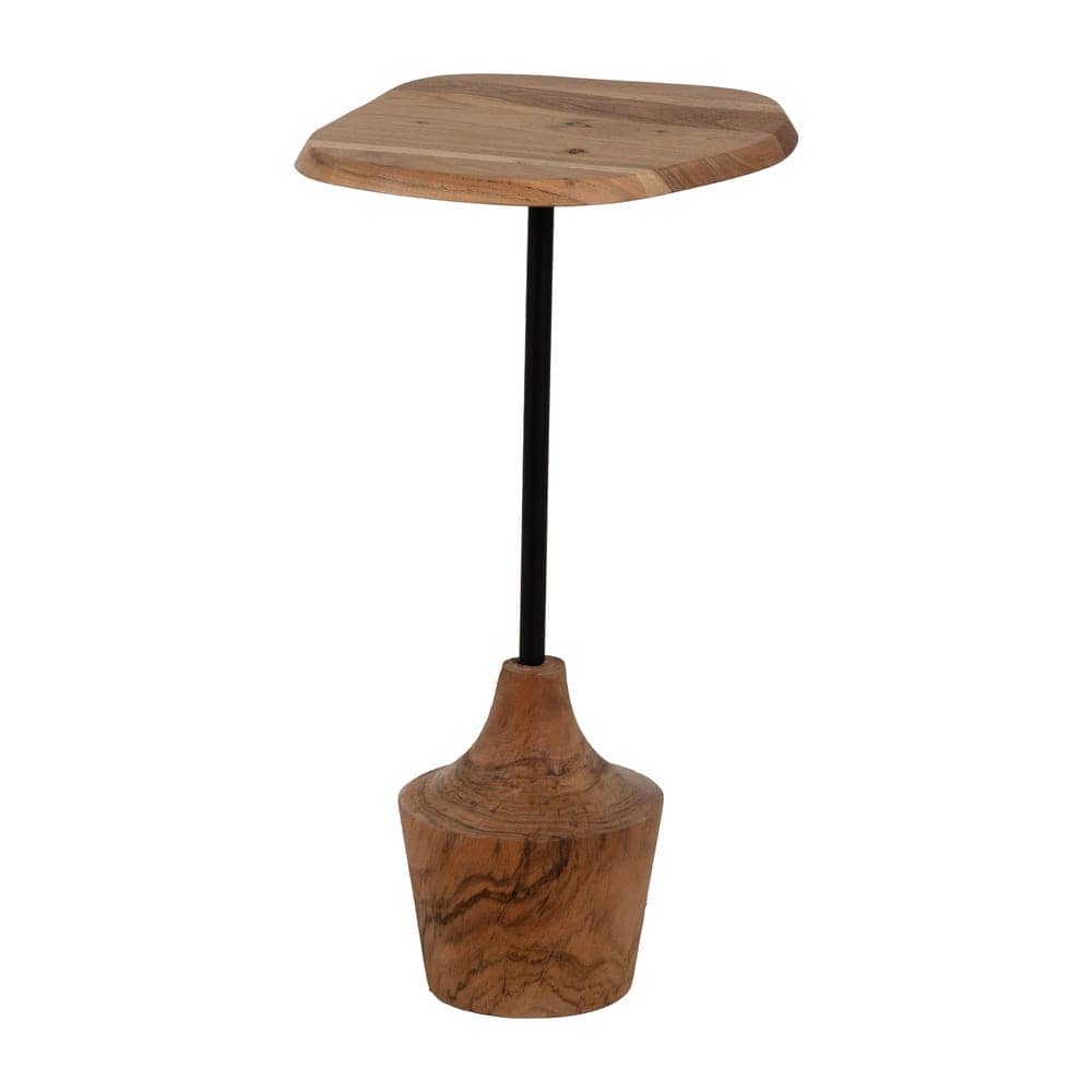 Mesa Auxiliar de Madera de Acacia y Hierro 65 cm - Diseño Elegante y Funcional para Salones y Dormitorios - Imagen 2