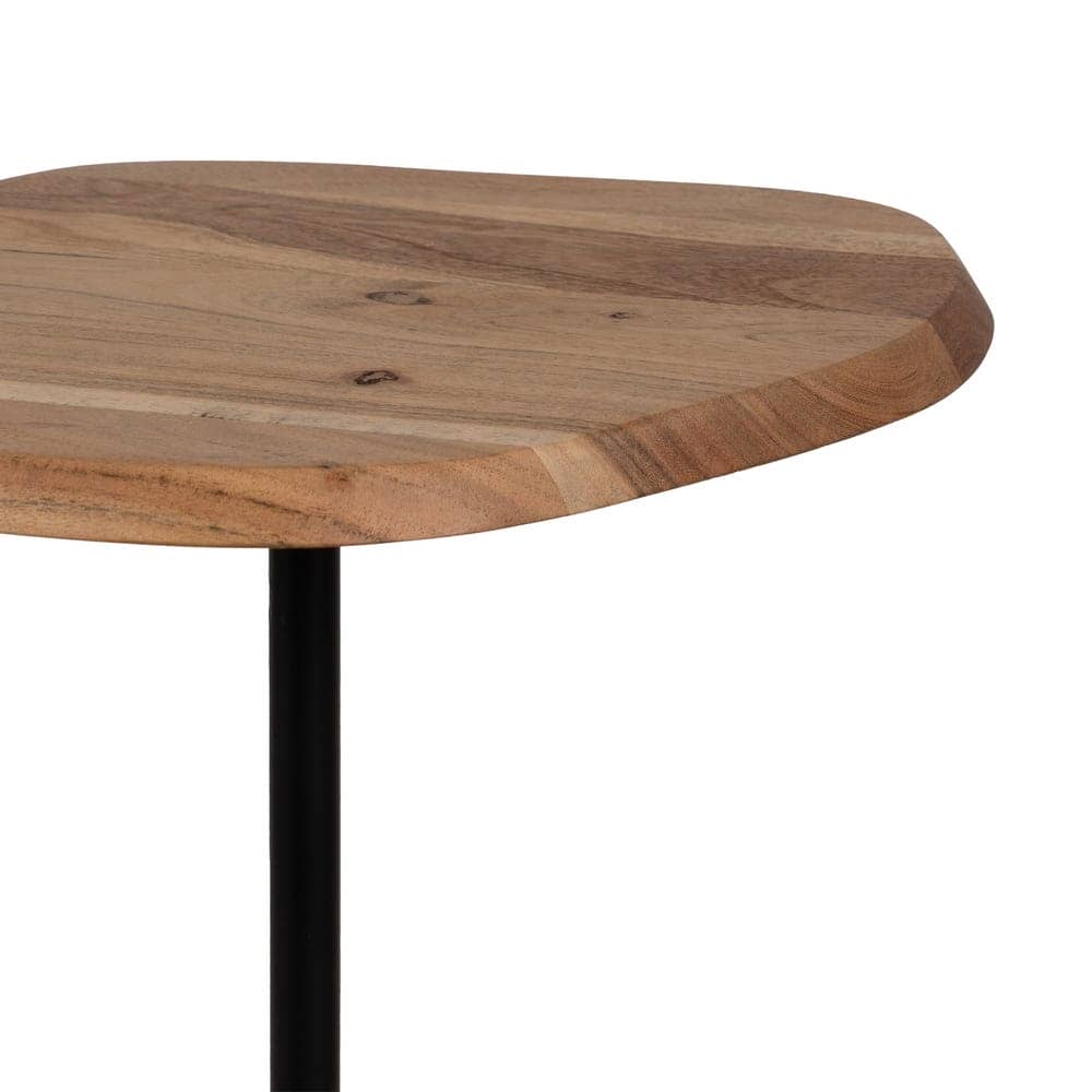 Mesa Auxiliar de Madera de Acacia y Hierro 65 cm - Diseño Elegante y Funcional para Salones y Dormitorios - Imagen 6