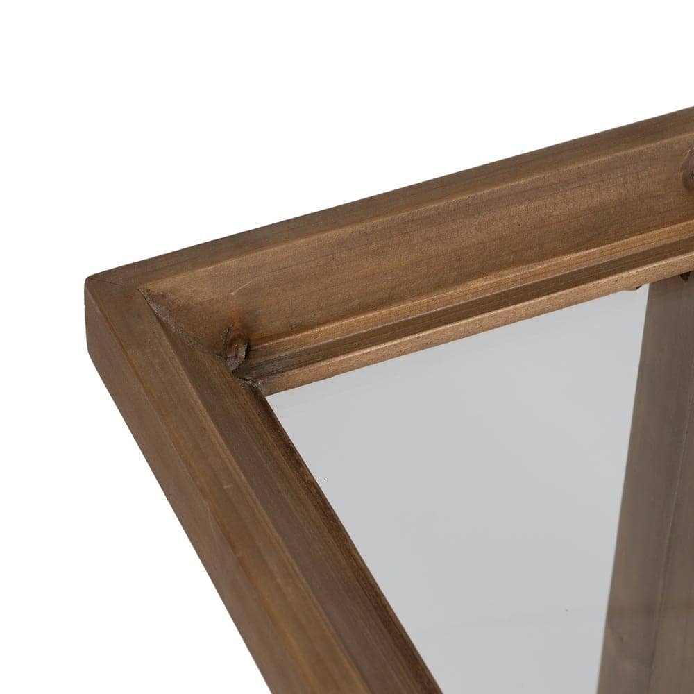 Mesa Auxiliar de Madera Natural de Abeto y Cristal Templado 60 cm - Elegante y Funcional para Salones y Dormitorios - Imagen 2