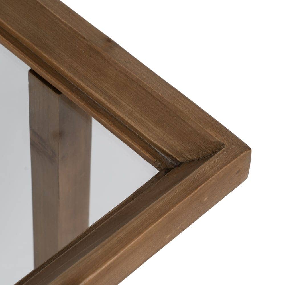 Mesa Auxiliar de Madera Natural de Abeto y Cristal Templado 60 cm - Elegante y Funcional para Salones y Dormitorios - Imagen 4