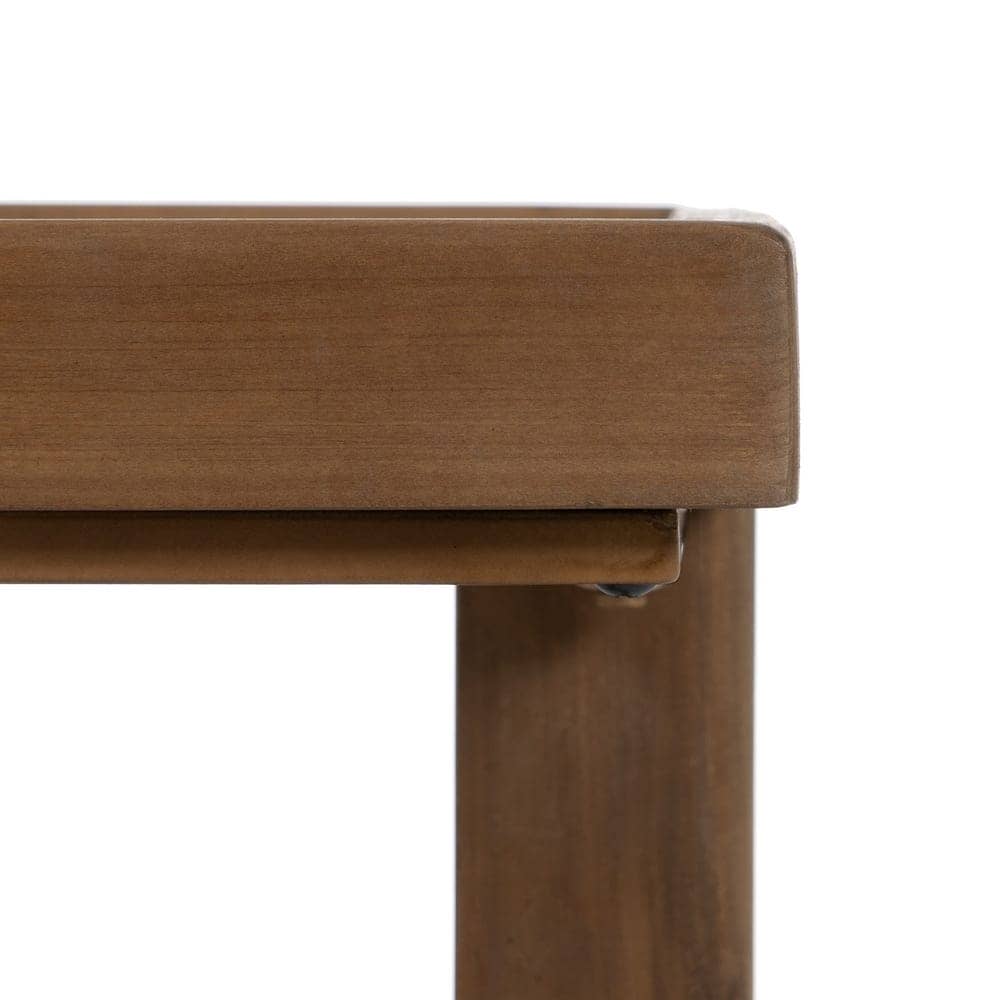 Mesa Auxiliar de Madera Natural de Abeto y Cristal Templado 60 cm - Elegante y Funcional para Salones y Dormitorios - Imagen 5