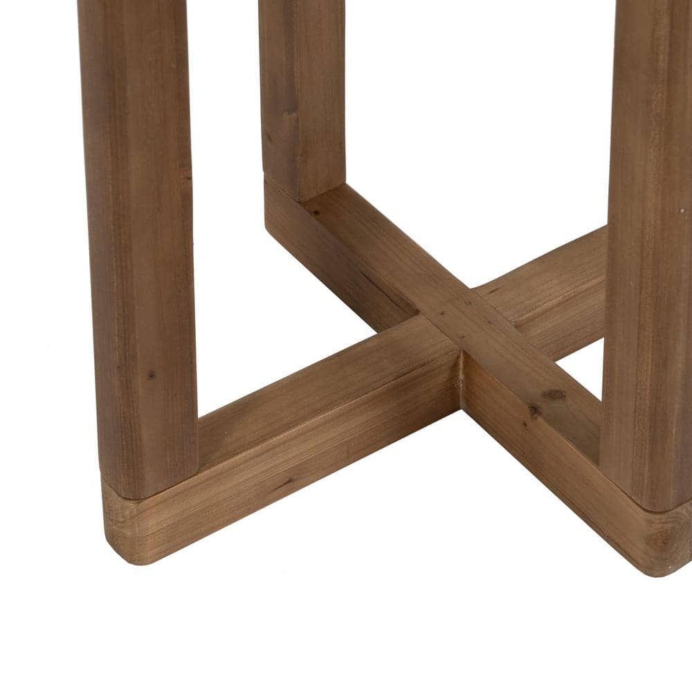 Mesa Auxiliar de Madera Natural de Abeto y Cristal Templado 60 cm - Elegante y Funcional para Salones y Dormitorios - Imagen 6