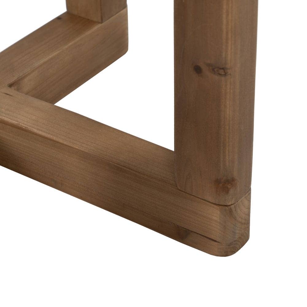 Mesa Auxiliar de Madera Natural de Abeto y Cristal Templado 60 cm - Elegante y Funcional para Salones y Dormitorios - Imagen 7
