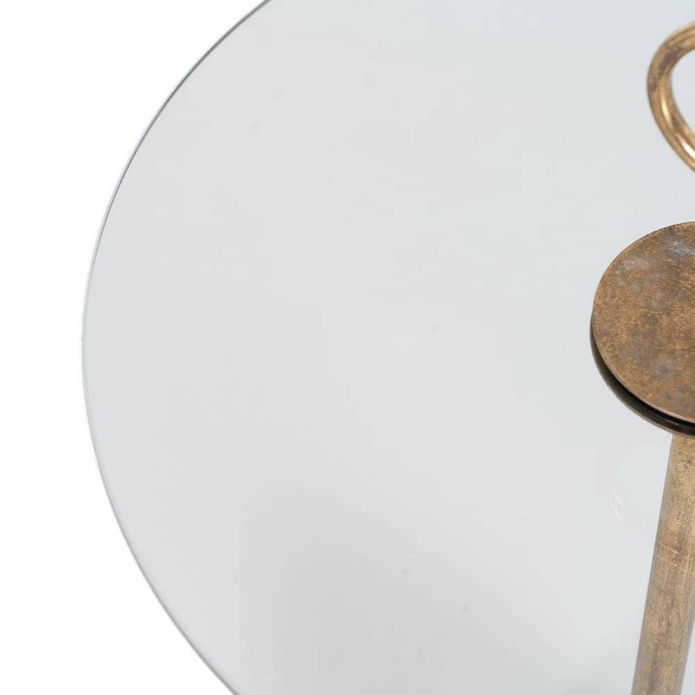 Mesa Auxiliar de Diseño Moderno en Oro Metal y Cristal Templado - 75,5 cm para Salones y Dormitorios Elegantes - Imagen 2