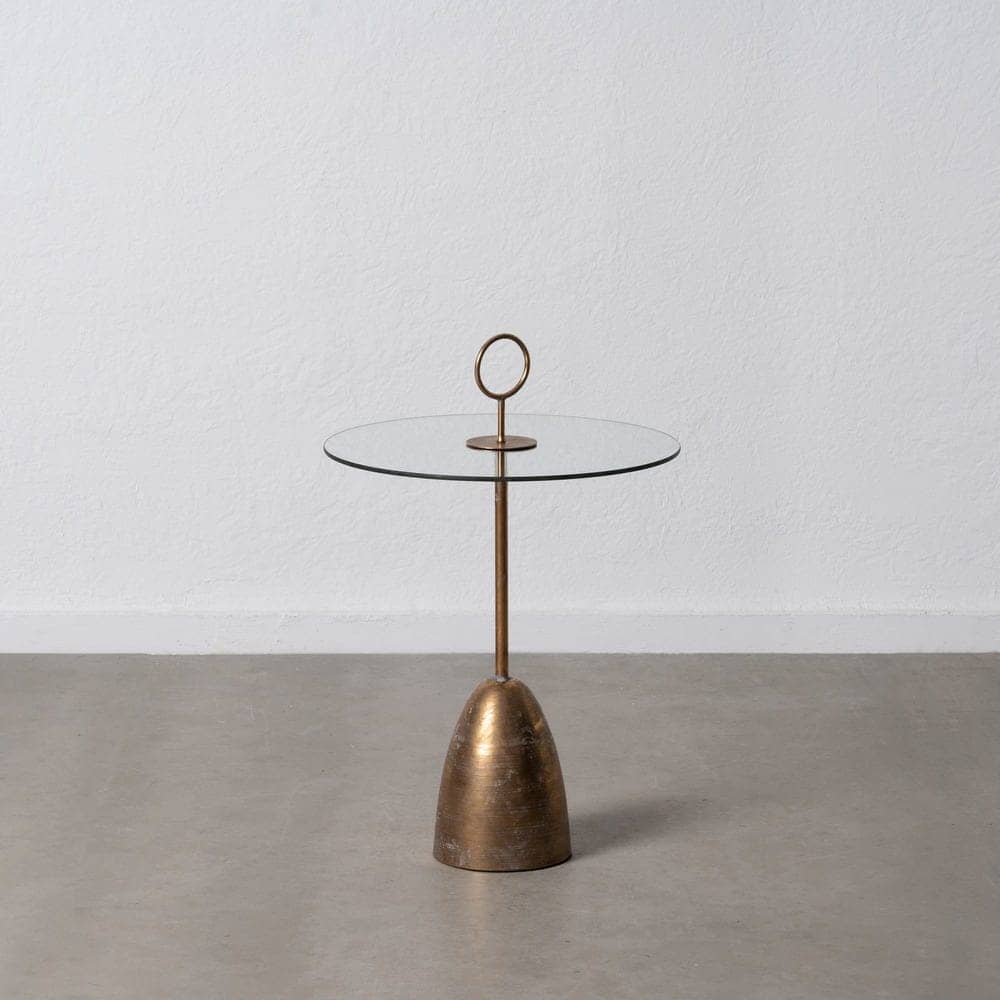 Mesa Auxiliar de Diseño Moderno en Oro Metal y Cristal Templado - 75,5 cm para Salones y Dormitorios Elegantes - Imagen 8
