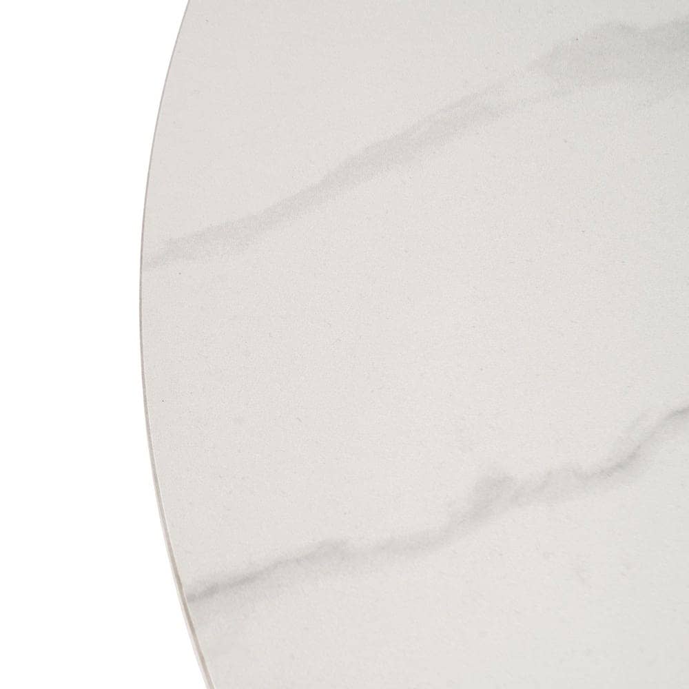 Mesa Centro Blanco-Natural 80x80 cm con Top Cerámico Imitación Mármol y Patas de Hierro - Estilo Moderno para Salones Elegantes - Imagen 2