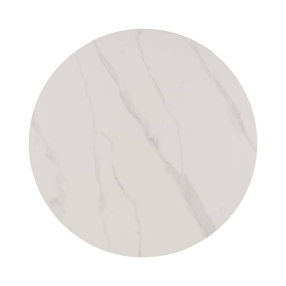 Mesa Centro Blanco-Natural 80x80 cm con Top Cerámico Imitación Mármol y Patas de Hierro - Estilo Moderno para Salones Elegantes - Imagen 6