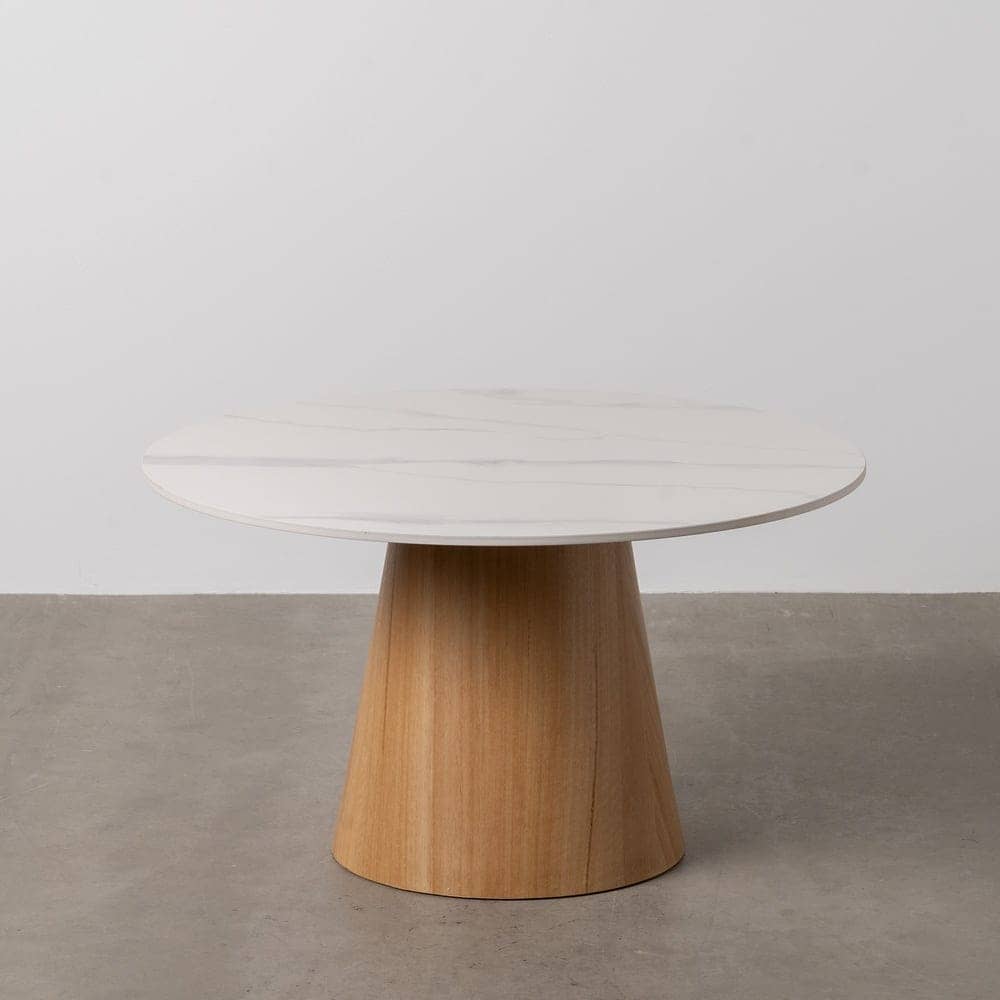 Mesa Centro Blanco-Natural 80x80 cm con Top Cerámico Imitación Mármol y Patas de Hierro - Estilo Moderno para Salones Elegantes - Imagen 8