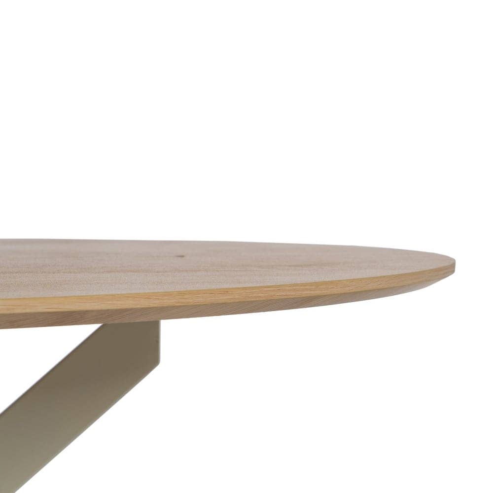 Mesa Comedor Redonda Natural-Crema 120 cm con Base de Metal - Diseño Minimalista y Elegante para Comedores Modernos - Imagen 3