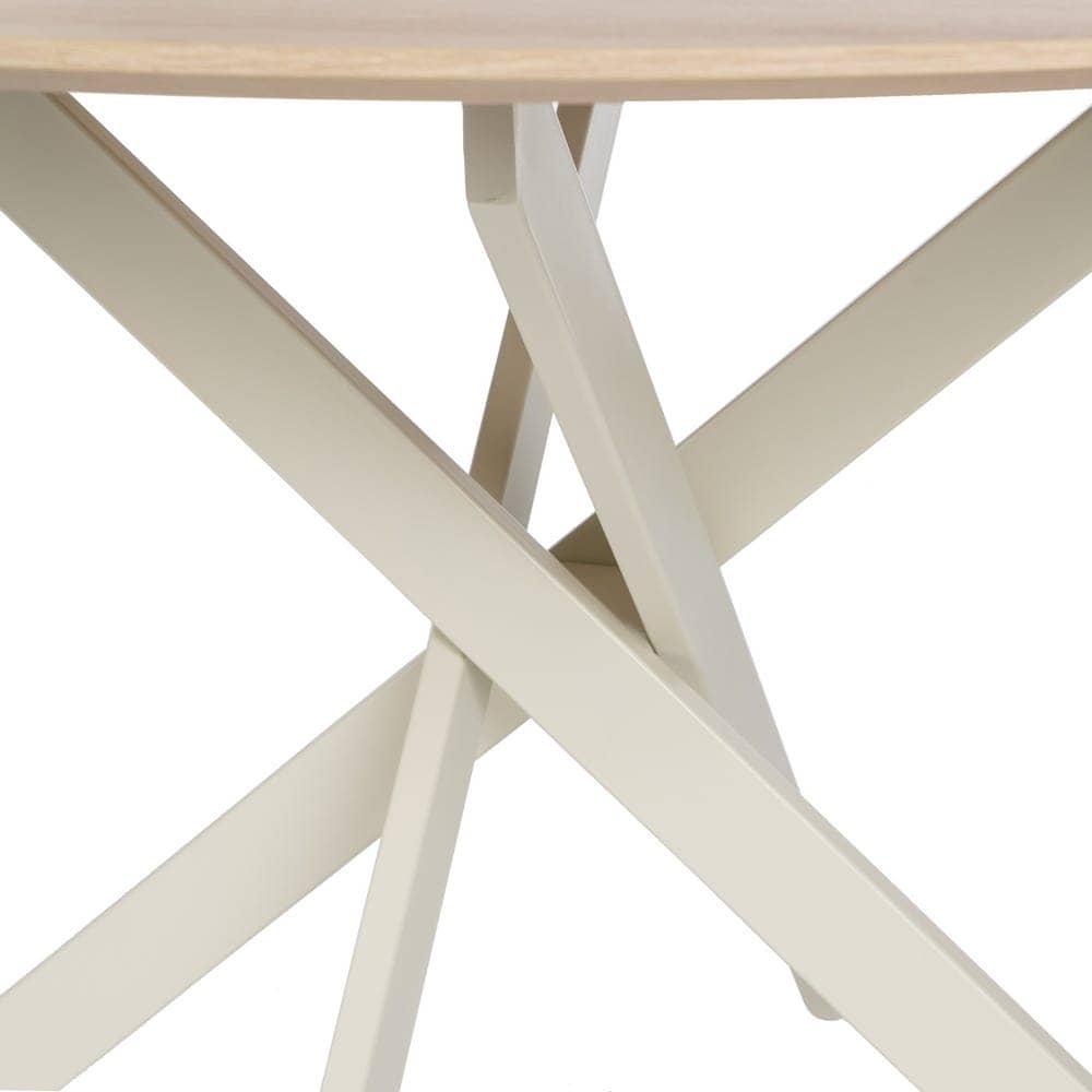 Mesa Comedor Redonda Natural-Crema 120 cm con Base de Metal - Diseño Minimalista y Elegante para Comedores Modernos - Imagen 4