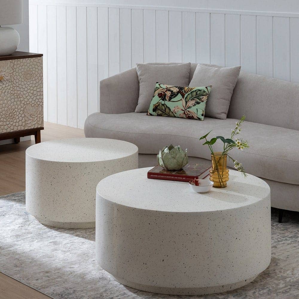 Mesa de Centro Blanca Compacta en Fibra de Magnesio - Diseño Moderno y Resistente para Interiores y Exteriores (70x70x40 cm) - Imagen 8