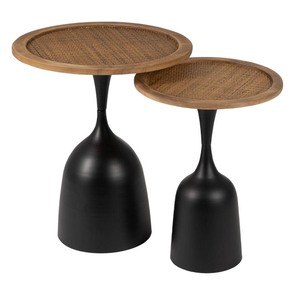 Mesita de Metal Oro-Negro para Salón 57 cm - Elegante Mesa Auxiliar de Hierro con Diseño Contemporáneo y Estilo Glamouroso