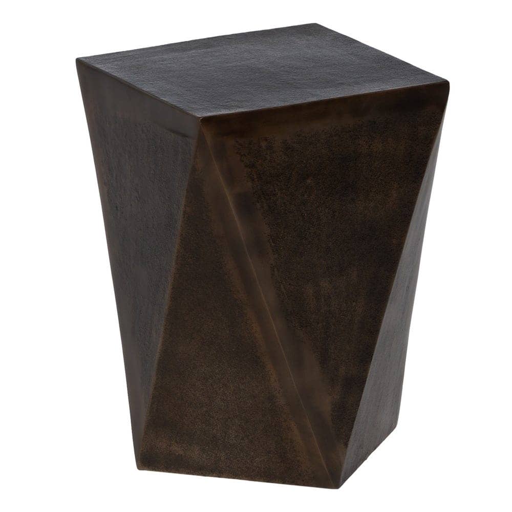 Mesita Decorativa de Aluminio en Acabado Bronce - Diseño Geométrico 43,5 cm para Salones y Dormitorios