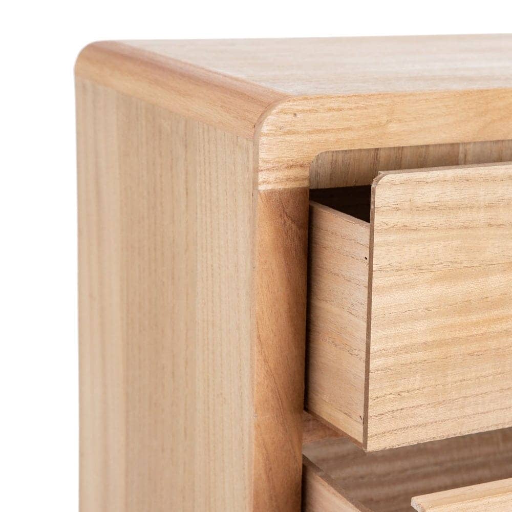 Mesita de Noche Natural de Madera y Ratán - Diseño Rústico y Elegante para Dormitorio 77,5 cm - Imagen 3