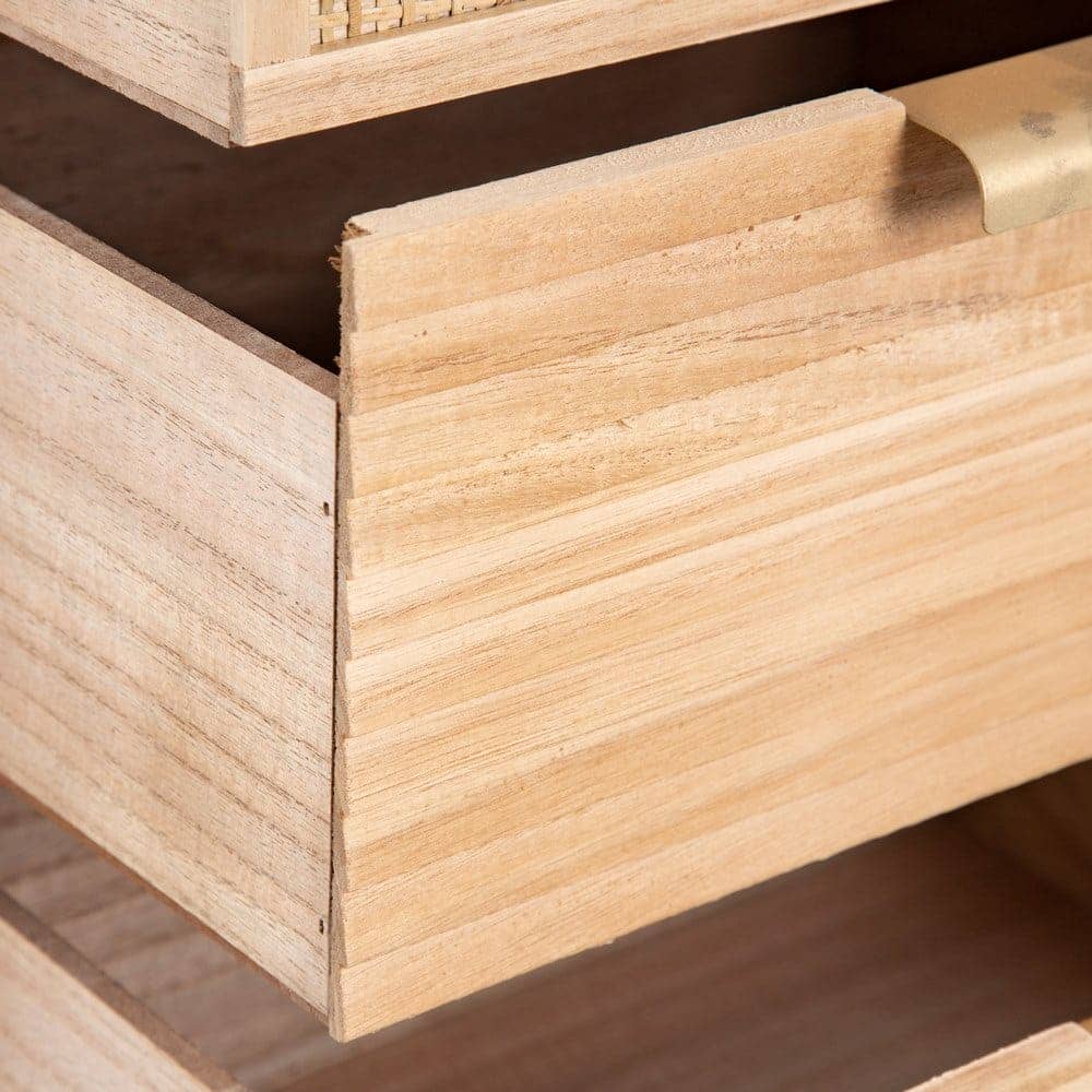 Mesita de Noche Natural de Madera y Ratán - Diseño Rústico y Elegante para Dormitorio 77,5 cm - Imagen 5