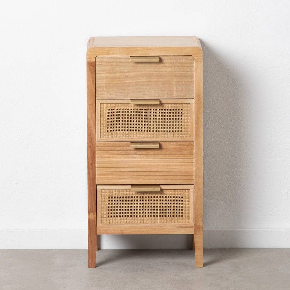 Mesita de Noche Natural de Madera y Ratán - Diseño Rústico y Elegante para Dormitorio 77,5 cm - Imagen 11