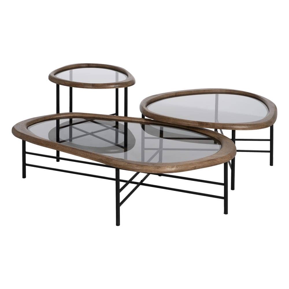 Mesita Auxiliar Natural y Negra de Madera y Metal de 61 cm - Diseño Moderno y Funcional para Salones y Dormitorios