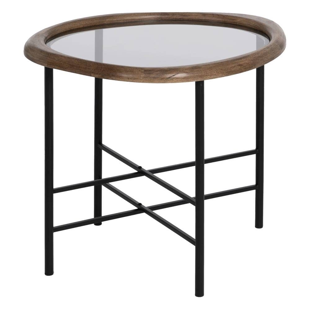 Mesita Auxiliar Natural y Negra de Madera y Metal de 61 cm - Diseño Moderno y Funcional para Salones y Dormitorios - Imagen 2