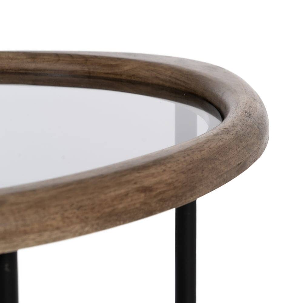 Mesita Auxiliar Natural y Negra de Madera y Metal de 61 cm - Diseño Moderno y Funcional para Salones y Dormitorios - Imagen 5