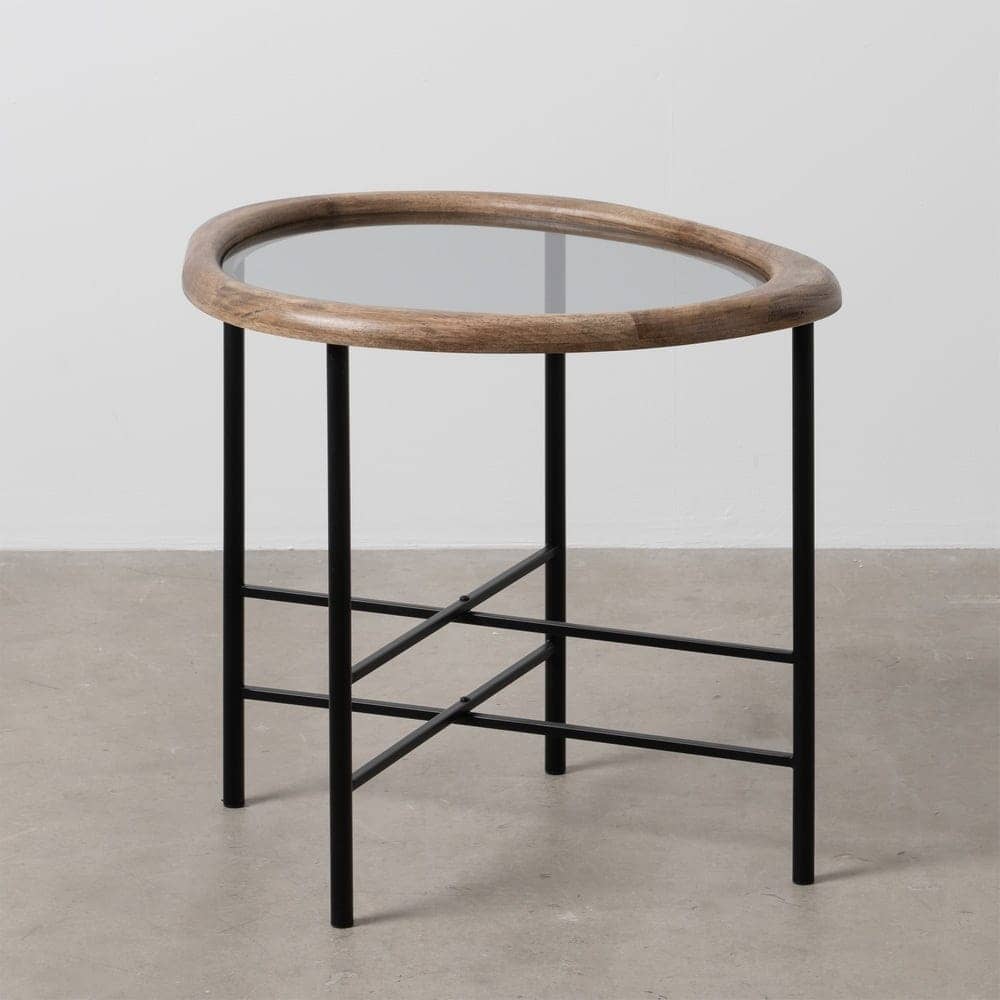 Mesita Auxiliar Natural y Negra de Madera y Metal de 61 cm - Diseño Moderno y Funcional para Salones y Dormitorios - Imagen 8