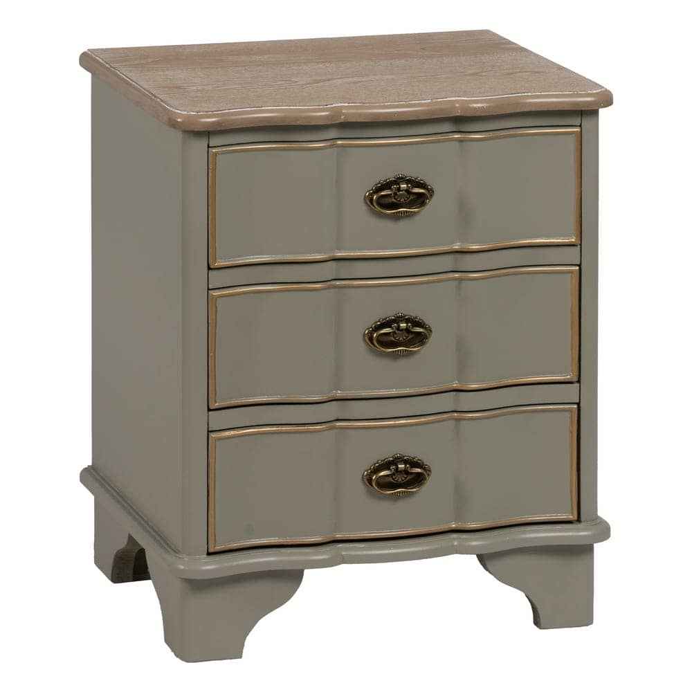 Mesita Taupe de Madera de Abeto 50 cm - Elegante y Funcional con Cajones y Diseño Contemporáneo para Dormitorios y Salas de Estar