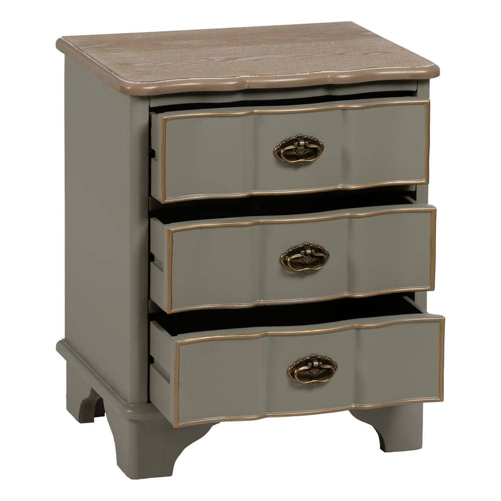 Mesita Taupe de Madera de Abeto 50 cm - Elegante y Funcional con Cajones y Diseño Contemporáneo para Dormitorios y Salas de Estar - Imagen 2