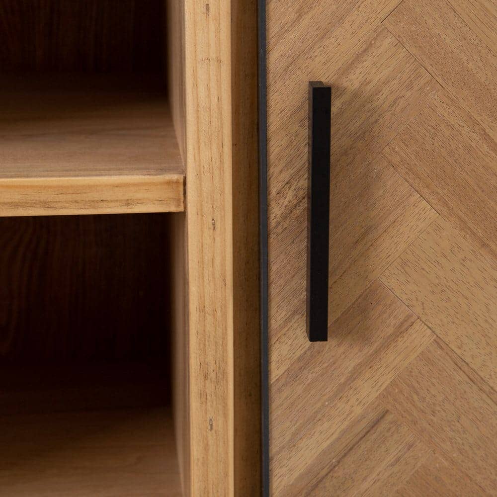 Mueble Auxiliar Espiga Natural 115,5 cm - Diseño Elegante en Madera de Fresno y Metal, Ideal para Salones y Comedores, Amplio Almacenamiento y Estilo Funcional - Imagen 3