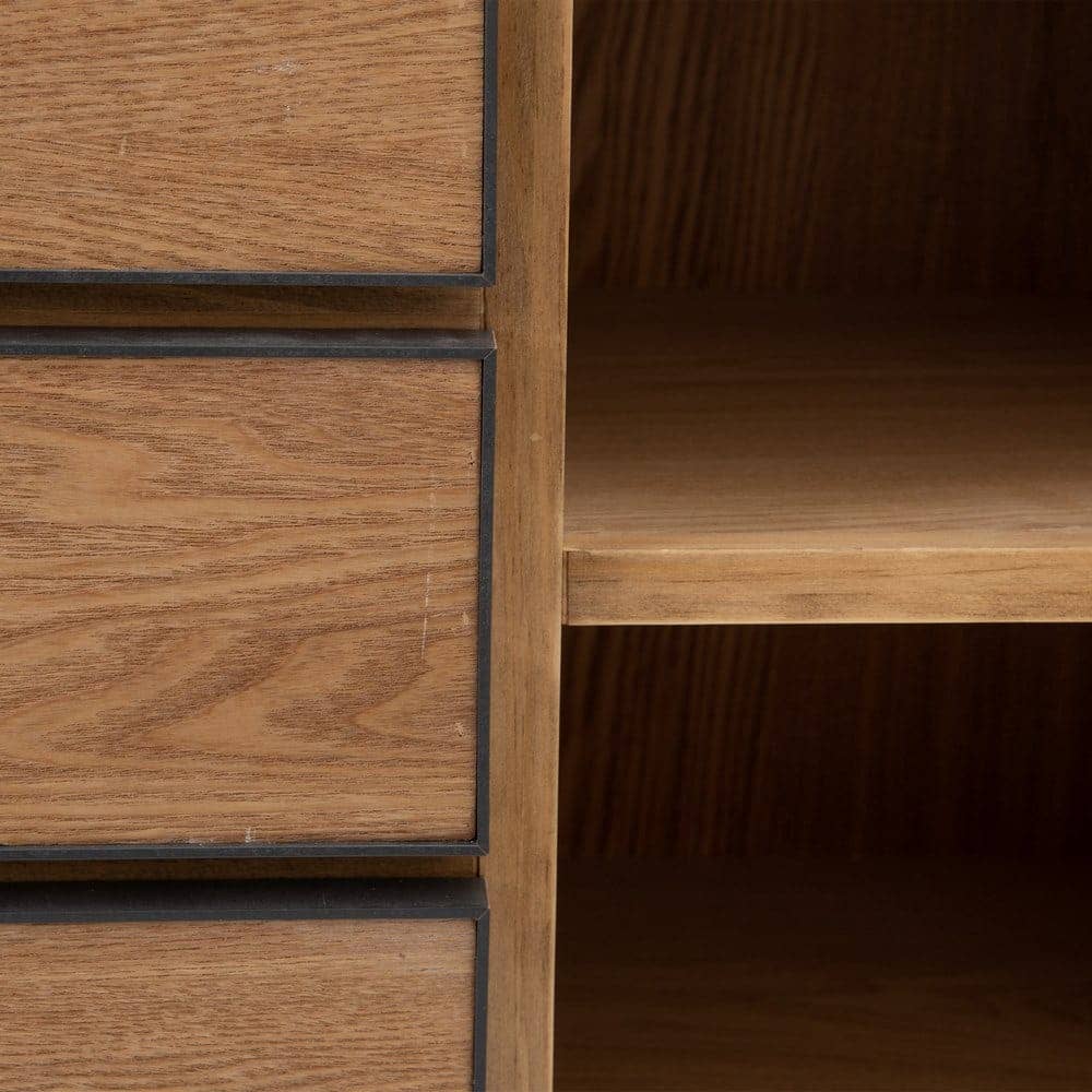Mueble Auxiliar Espiga Natural 115,5 cm - Diseño Elegante en Madera de Fresno y Metal, Ideal para Salones y Comedores, Amplio Almacenamiento y Estilo Funcional - Imagen 5