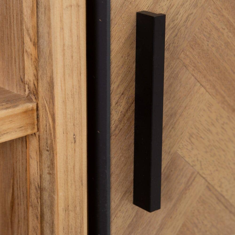 Mueble Auxiliar Espiga Natural 115,5 cm - Diseño Elegante en Madera de Fresno y Metal, Ideal para Salones y Comedores, Amplio Almacenamiento y Estilo Funcional - Imagen 7