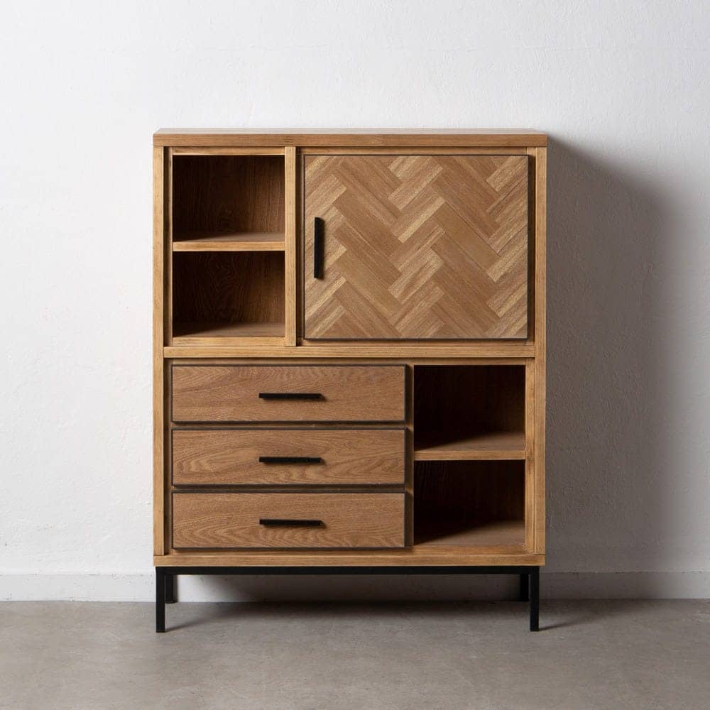 Mueble Auxiliar Espiga Natural 115,5 cm - Diseño Elegante en Madera de Fresno y Metal, Ideal para Salones y Comedores, Amplio Almacenamiento y Estilo Funcional - Imagen 10