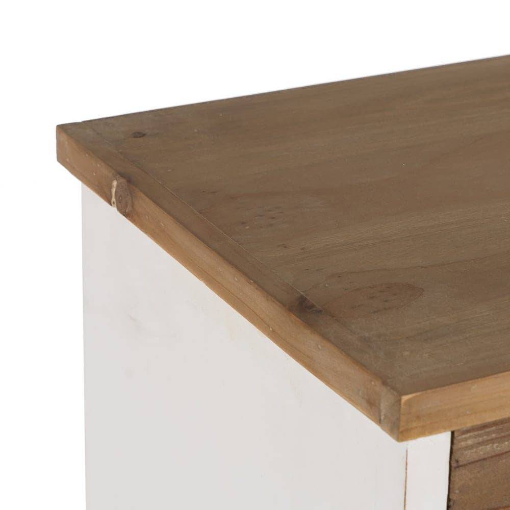 Mueble de Cajones Blanco-Natural de 108 cm - Estilo Moderno y Funcional en Madera de Abeto y Hierro para Salones y Dormitorios - Imagen 3