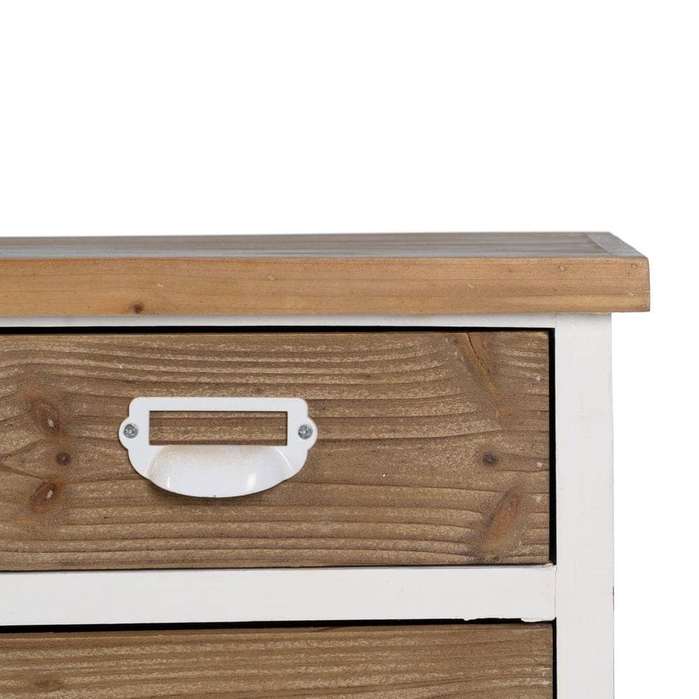 Mueble de Cajones Blanco-Natural de 108 cm - Estilo Moderno y Funcional en Madera de Abeto y Hierro para Salones y Dormitorios - Imagen 4