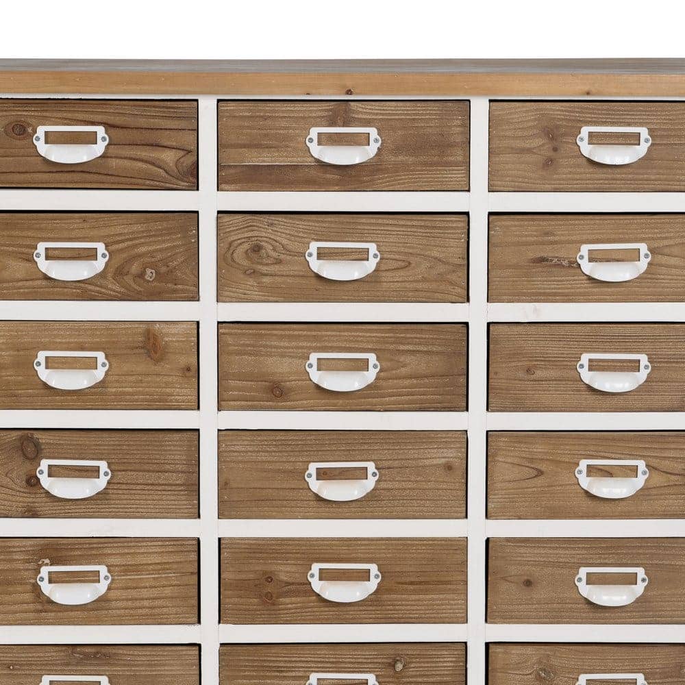 Mueble de Cajones Blanco-Natural de 108 cm - Estilo Moderno y Funcional en Madera de Abeto y Hierro para Salones y Dormitorios - Imagen 5