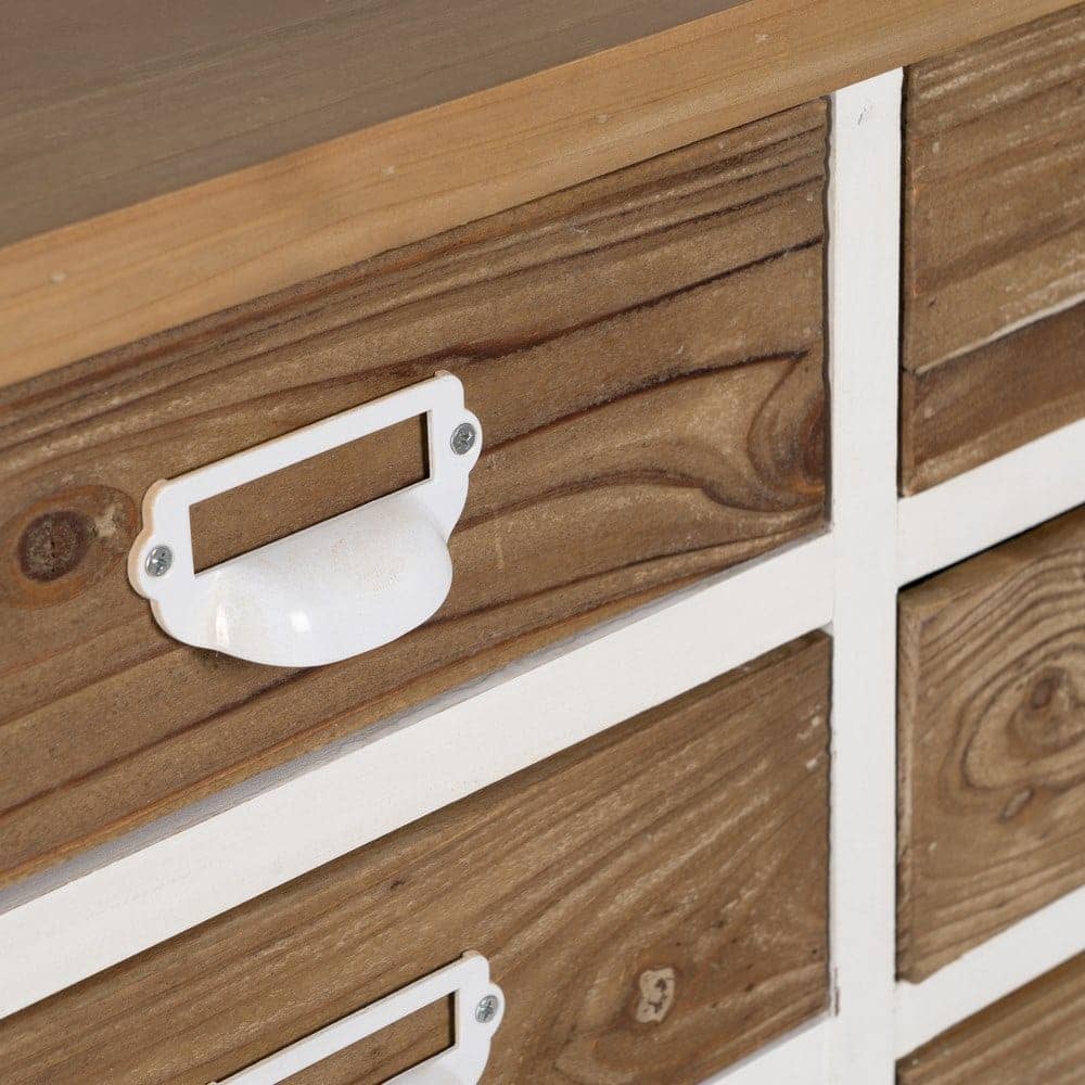 Mueble de Cajones Blanco-Natural de 108 cm - Estilo Moderno y Funcional en Madera de Abeto y Hierro para Salones y Dormitorios - Imagen 6